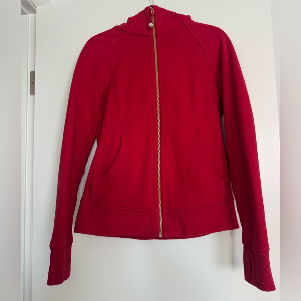 Lululemon Lunar New Year Red Scuba Fleece Hoodie Jacket Size 8
